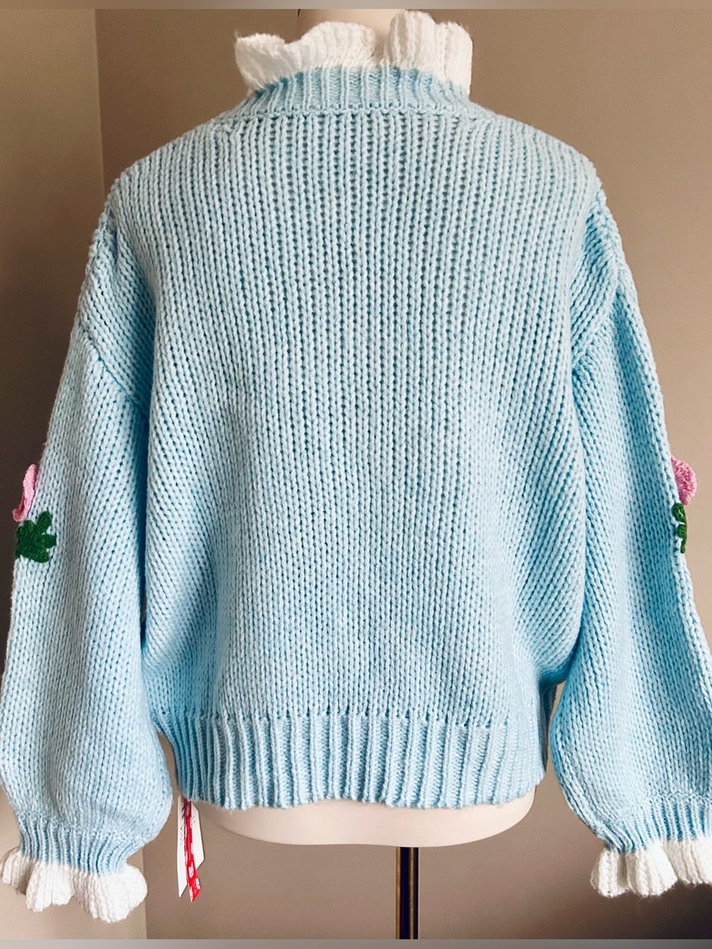 NWT - Cider Cardigan w Crocheted Accents, Frilled Edges & Tie Front - Picture 5 of 12